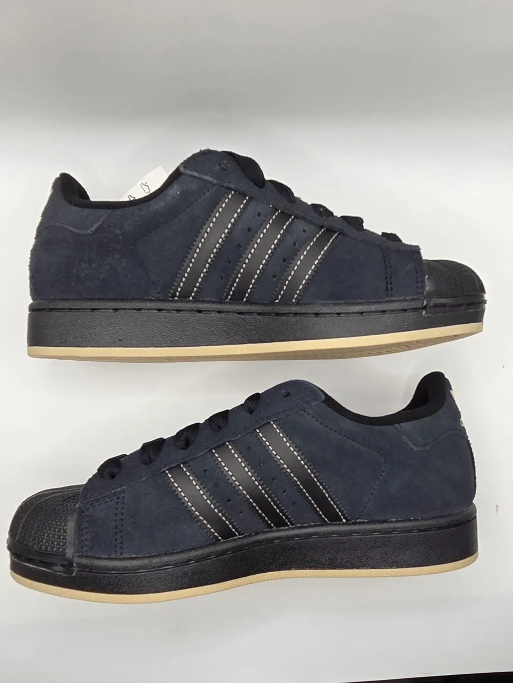 Adidas Youth Superstar Suede Sneakers in Black/khaki Size 4